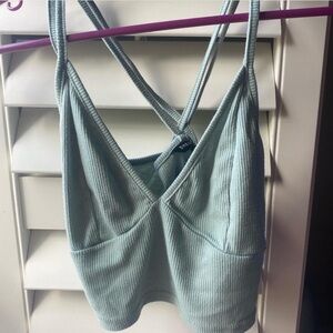 Sage green ribbed crop top from shein. Size small
